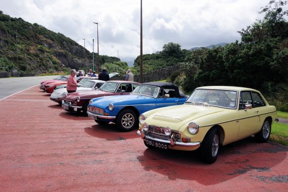 In July 2019 we had a day trip to Sleat on the Isle of Skye. We all met up at the parking area opposite the old toll booth (now defunct) on the approach to the Skye Bridge where our collection of MGs attracted quite a bit of interest from passing motorists, several of whom stopped to take photos.
